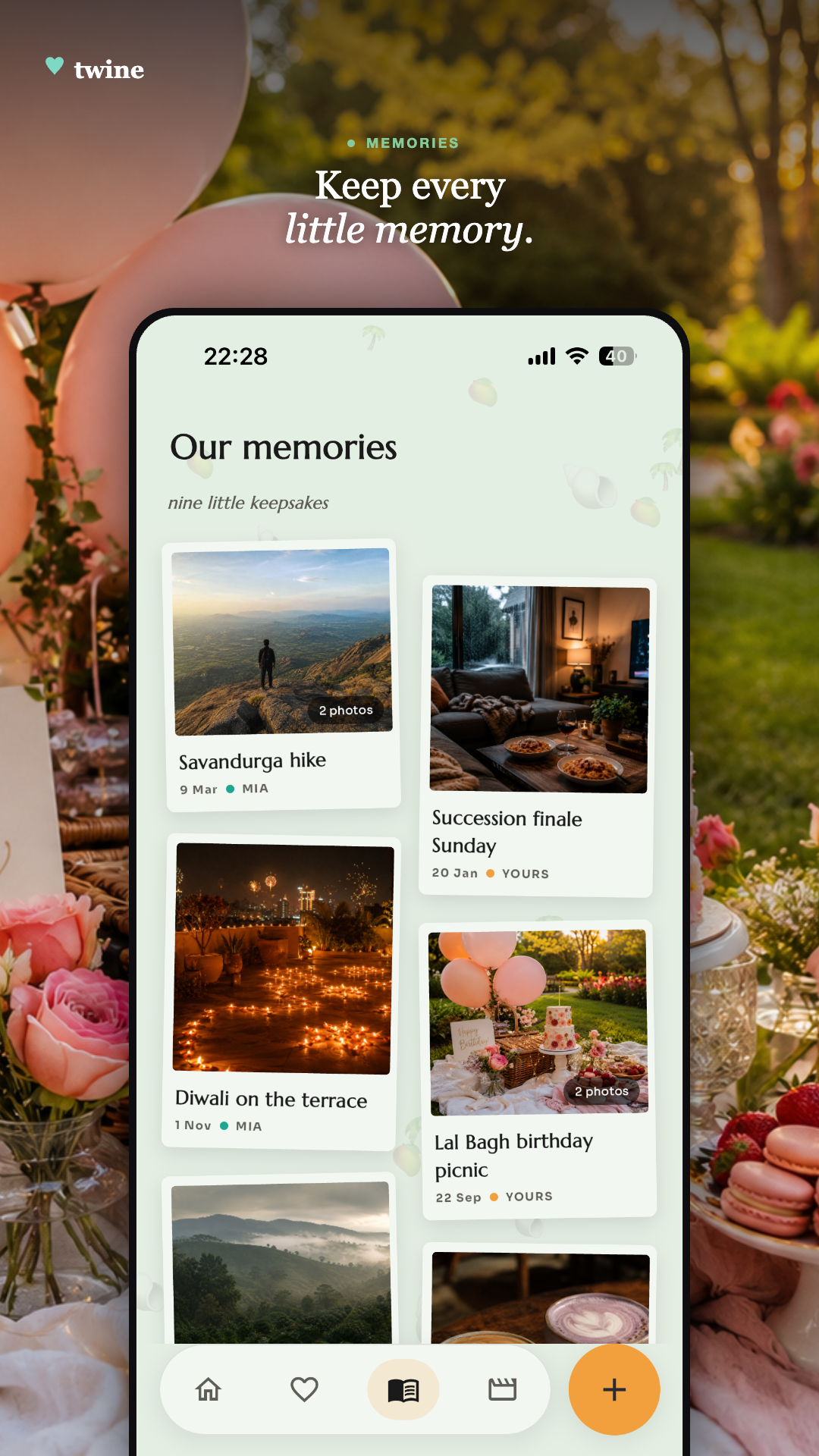 Memories screen